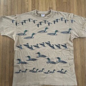 🔥 Vintage 90’s Anvil Duck AOP Tan 2XL Rare Design 🔥